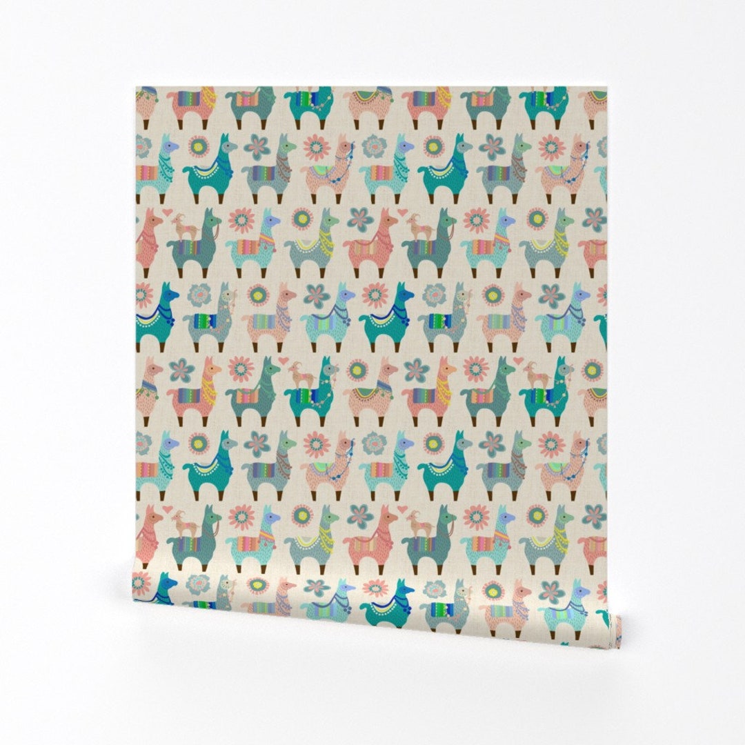 Llama Wallpaper Llama Fun Large by Mariafaithgarcia Alpaca Pastel ...