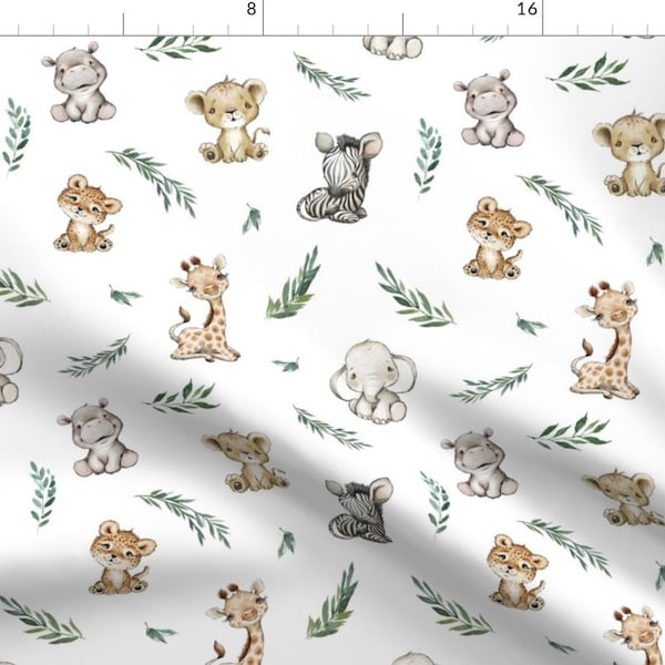 Baby Safari Animals Fabric - Safari by ktscarlett_ - Safari Theme Lion Zebra Giraffe Baby Nursery Fabric by the Yard by Spoonflower