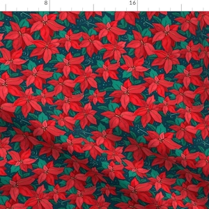 Christmas Poinsettas Fabric - Christmas Poinsettia Flower By Dalesimpsondesign - Christmas Cotton Fabric By The Yard With Spoonflower