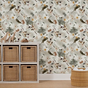 Magnolia Floral Wallpaper Ella Cream by Onesweetorange - Etsy