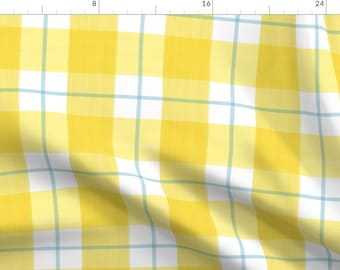 Buffalo Plaid Yellow Fabric - Double Buffalo Plaid In Yellow And Turquoise By Danika Herrick - Buffalo Plaid Fabric With Spoonflower