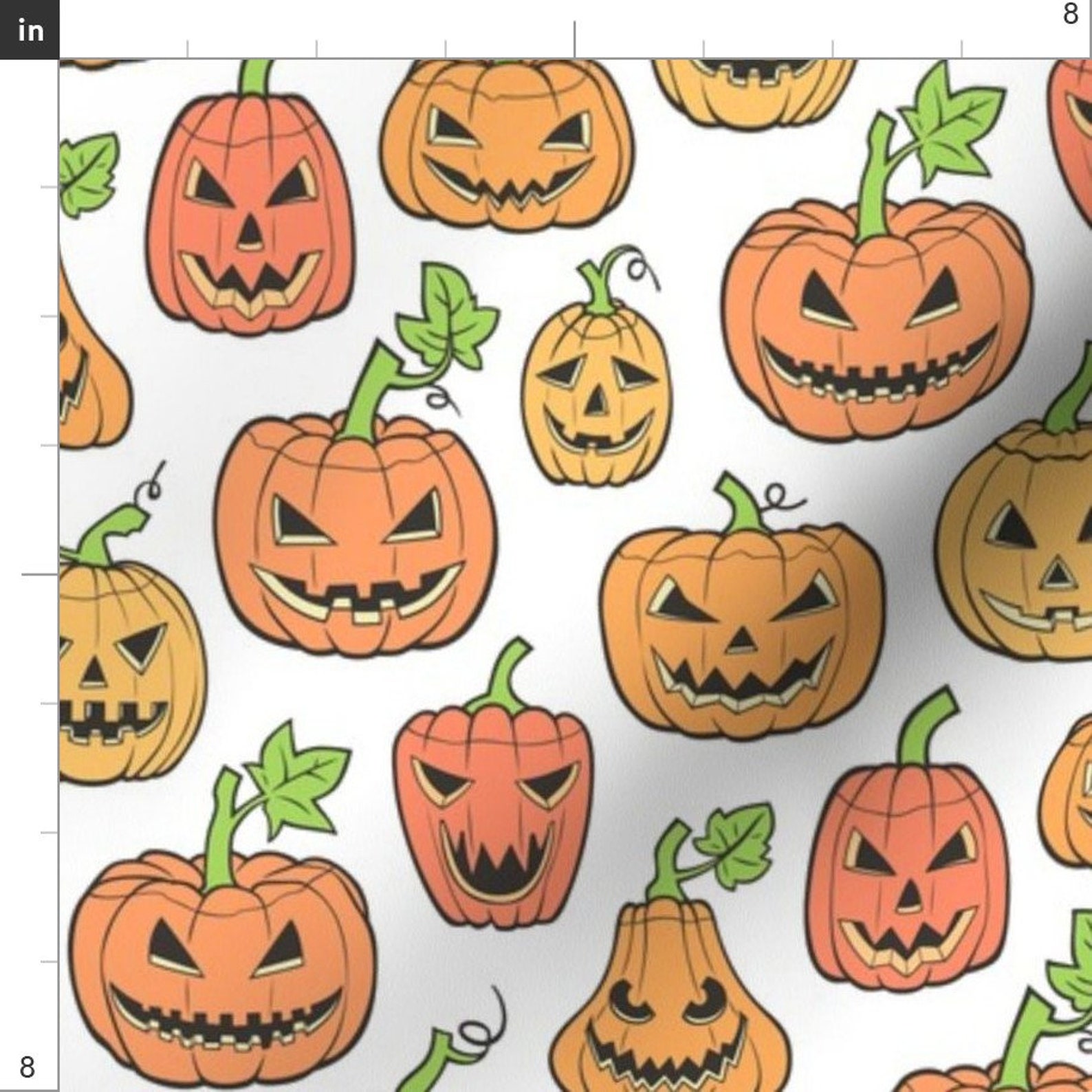 Jack O Lantern Fabric Halloween Jack-o-lantern Scary Pumpkin - Etsy