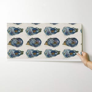 Coastal Wallpaper- Oysters In A Row - 6.35 Inches By Cityette - Beige Blue New England Removable Self Adhesive Wallpaper Roll by Spoonflower image 9