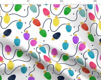 Christmas Lights Fabric - Christmas Lights Strung Up // Gingerbread By Ivieclothco - Christmas Cotton Fabric By The Yard With Spoonflower