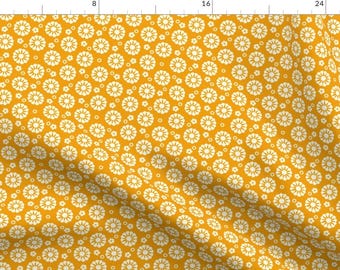 Retro Floral Fabric - Retro Marigold by lr-studio - Prairie Mid Mod Floral Boho Bohemian Mcm 1960s 1970s Fabric by the Yard by Spoonflower