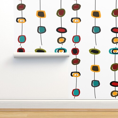 Mod Wallpaper Tweedy Orbs Retro Gold Mid Century Modern Mod Etsy