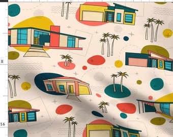 Mid Century Modern Fabric - Mid Century Modern Architecture By Simplulina - Vintage Cali Summer Cotton Fabric By The Yard With Spoonflower
