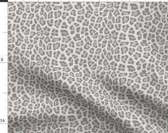 Gray Leopard Print Fabric - Taupe Beige Leopard by etienne - Small Scale Taupe Neutral Cheetah Print  Fabric by the Yard by Spoonflower