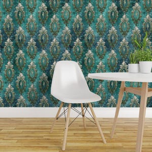 Vintage Nautical Peel and Stick Wallpaper - Mermaid Seahorses Glam Bubbles Art Deco - Removable Wall Decor Art - Seahorse  by ktscarlett_