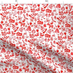 Mod Scandi Winter Fabric - Red Christmas By Emmaallardsmith - Scandinavian Christmas Cotton Fabric By The Yard With Spoonflower