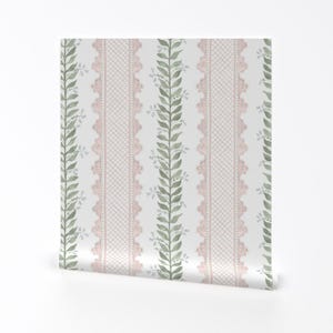 Carta da parati rimovibile con strisce botaniche e adesivo - Elegante acquerello primavera estate - Decorazione murale - Celia Green di danika_herrick