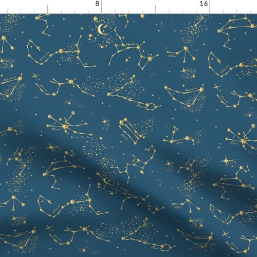Zodiac Fabric Zodiac Constellations Neptune Blue by Etsy