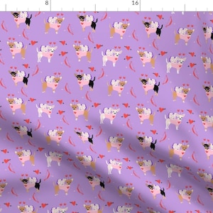 Chihuahua Fabric - Chihuahua Love Bug Cupid Costume Dog Breed Purple By Petfriendly - Chihuahua Cotton Fabric By The Yard With Spoonflower