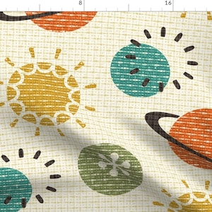 Outer Space Fabric - Interplanetary by studioxtine - Playful Polka Dots Boho Midcentury Retro Colors Fabric by the Yard by Spoonflower