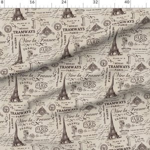 French Vintage Fabric - Paris Ephemera by Andrea_haase_design - Eiffel ...