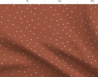 Rust Red Hearts Fabric - Freehand Hearts Bone Rust Red By Erin Kendal - Small Scale drawn hearts Cotton Fabric By The Yard With Spoonflower