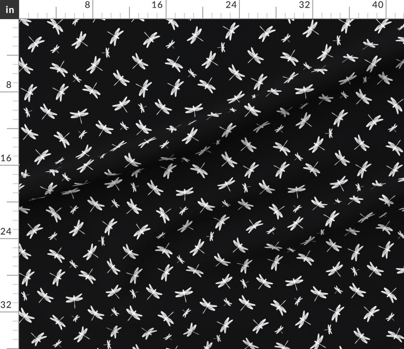 Dragonflies Fabric Dancing Dragonflies Monochrome Minimal Etsy