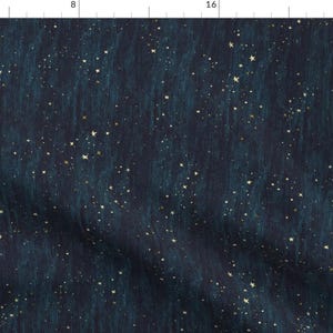 Nachthimmel Stoff - Nachthimmel Sterne von At The Cottage - Schwarz Blau Himmlischer Schlafenszeit Galaxie Himmel Baumwollstoff Massenware mit Spoonflower