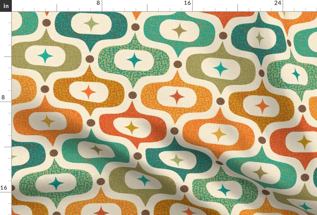 Mid Century Modern Fabric - Mid Mod Ogee by Studioxtine - Bright Kitsch ...
