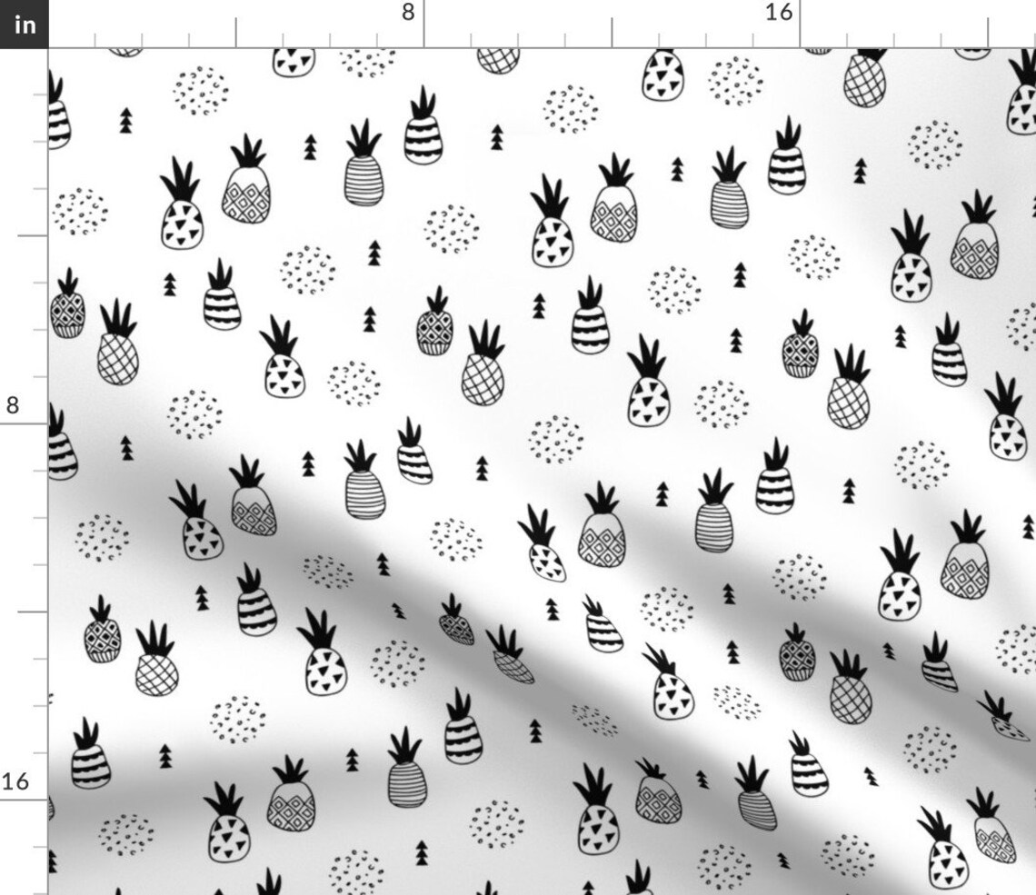 Pineapple Fabric Geometric Pineapple Fruit Scandinavian by Etsy