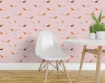 Swim Wallpaper - Swimming Pool In Pink By Tasiania - Swim Sport Pink Custom Printed Removable Self Adhesive Wallpaper Roll by Spoonflower
