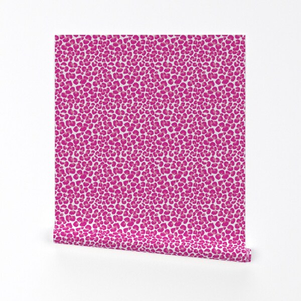 Pink Cheetah Wallpaper - Pink Leopard Print  by threadtails -  Leopard Print Animal Print Removable Peel and Stick Wallpaper by Spoonflower