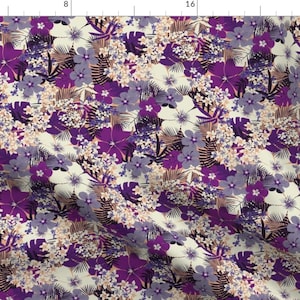 Purple Hawaiian Floral Fabric - Hawaiian Tropical Floral By Sheena Hisiro - Tropical Summer Decor Cotton Fabric By The Yard With Spoonflower