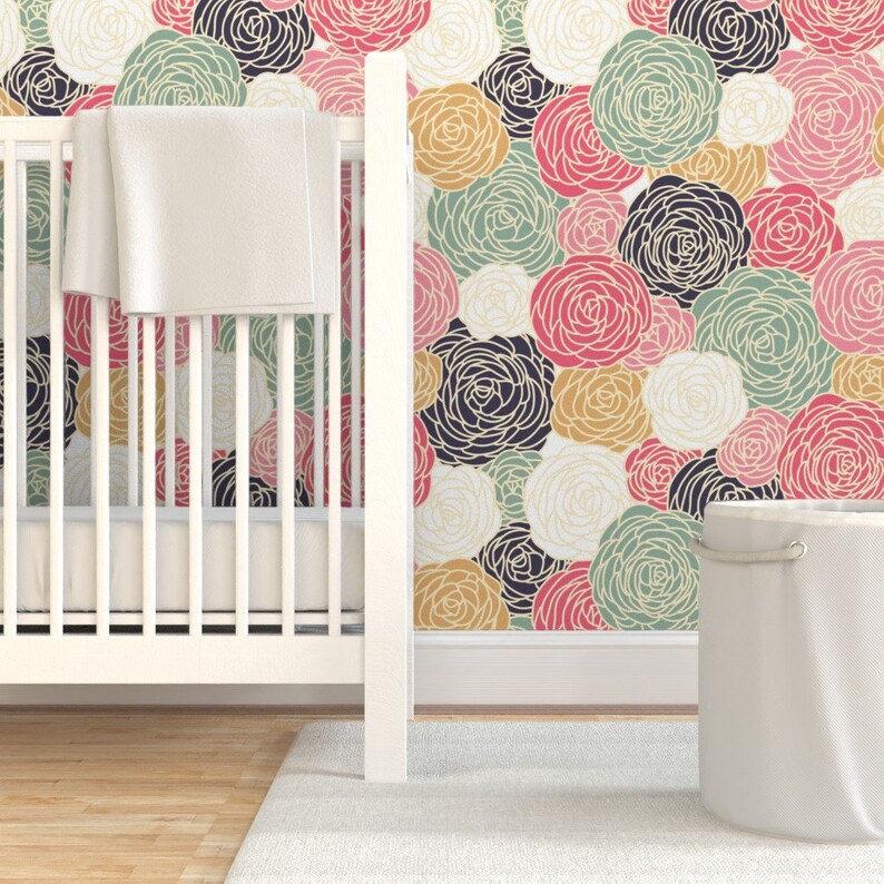 Vintage Inspired Wallpaper Floral Pattern With Colorful Etsy