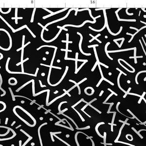 Black And White Fabric - Free Doodle by k|sue - Graffiti Abstract Bold Graphic Street Art Fabric by the Yard by Spoonflower