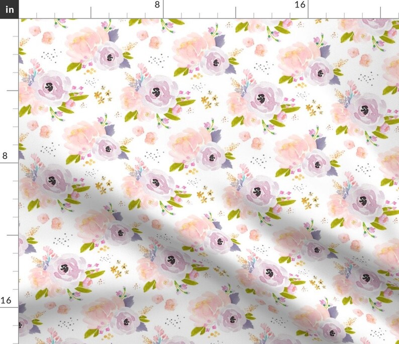 Baby Girl Nursery Florals Fabric Indy Bloom Design Peachy Etsy