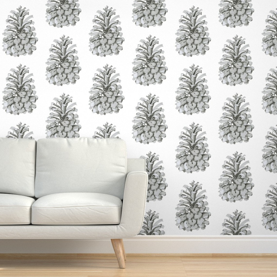 Pinecone Wallpaper Pinecone Forest By Orangeoakart | Etsy