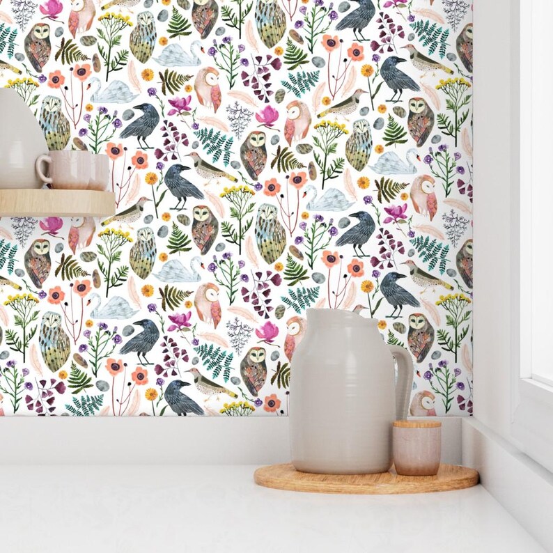 Birds Wallpaper - Lucid Dreams Miss Mystic - Large By Zoe Ingram - Bird Custom Printed Removable Self Adhesive Wallpaper Roll by Spoonflower image 7