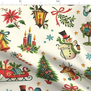 Vintage Christmas Fabric - Retro Christmas by red_raspberry_design - Deer Christmas Santa Santa Claus Fabric by the Yard by Spoonflower