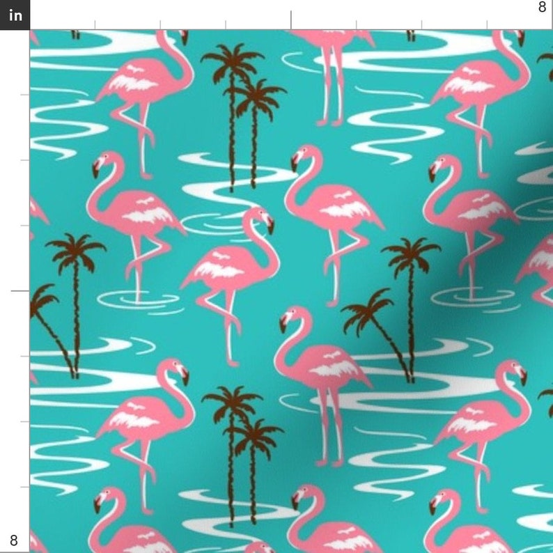 Flamingo Fabric Florida Flamingo by 50s Vintage Dame Etsy