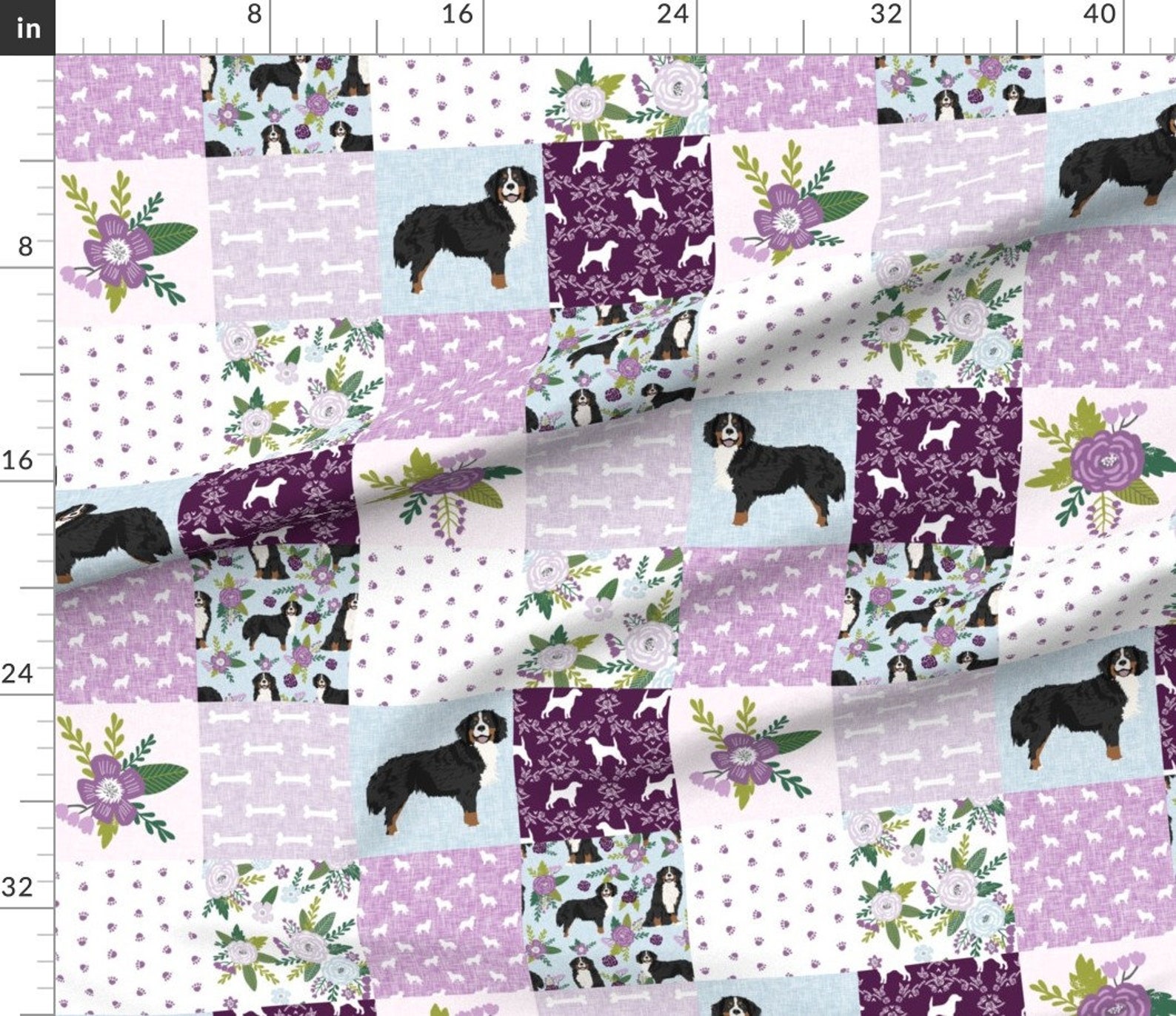 Bernese Mountain Dog Fabricbernese Mountain Dog Pet Quilt C Etsy