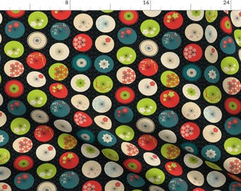 Japanese Fabric - Mini Japanese Umbrellas In Summer By Pinkowlet - Japanese Umbrellas Black Lime Cotton Fabric By The Yard With Spoonflower