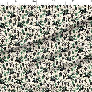 Headless Horseman Halloween Fabric Headless Horseman Large Scale Green By Therewillbecute Headless Horseman Fabric With Spoonflower image 3