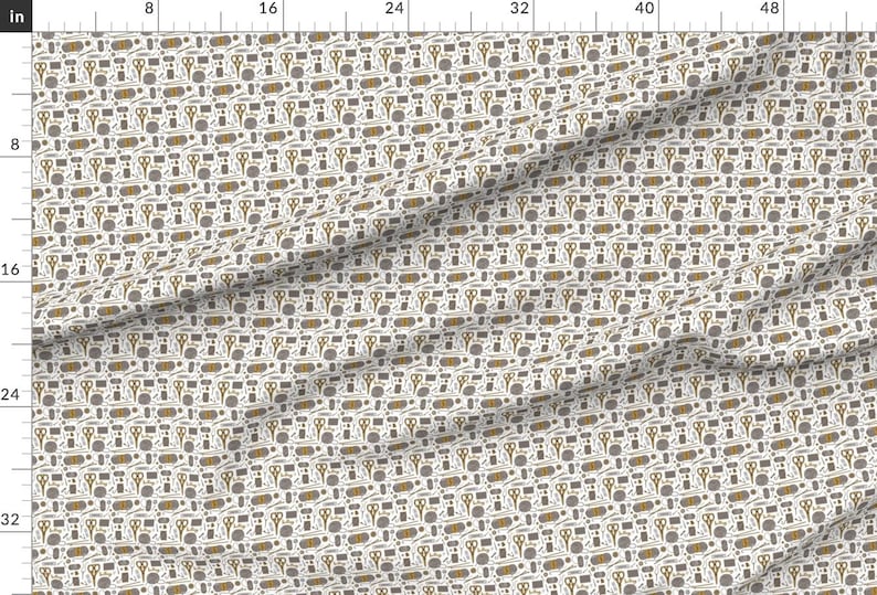 Knitting Print Fabric - Vintage Knitting By Magicforestory - Knitting Materials Illustration Cotton Fabric By The Yard With Spoonflower image 2