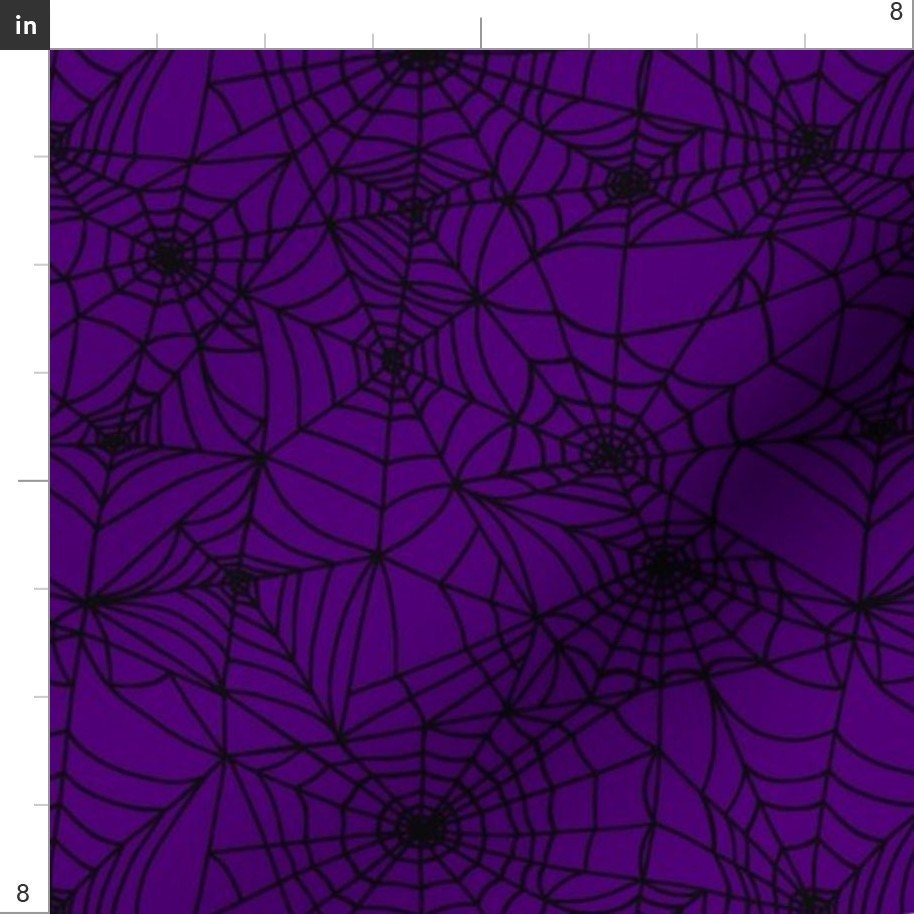 Dark Purple Spider Webs Halloween Pattern Fabric Gothic Etsy