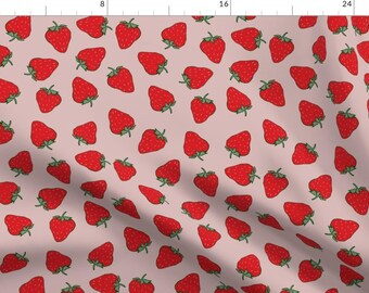 Strawberries Fabric - Strawberries By Honeymoons- Strawberries Cute Fruit Sweet Summer Strawberry Cotton Fabric By The Yard With Spoonflower