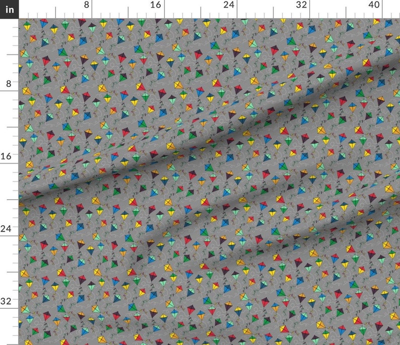 Gray Kite Fabric Kites Blustery Day In Cloud Dream Kangaroo By Kheckart Kids Kite Classroom Cotton Fabric By The Yard With Spoonflower image 3