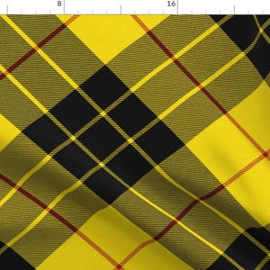 Yellow Plaid Fabric - Macleod Plaid ~ Turkey Red Grand Tour ~ Texturized Diagonal ~ By Peacoquettedesigns - Plaid Fabric With Spoonflower