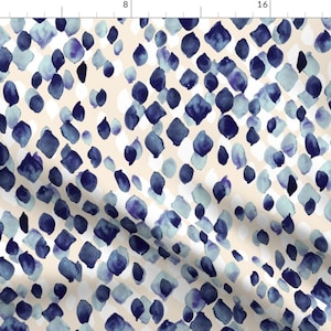 Abstract Indigo Blue Fabric - Indigo Rain By Crystal Walen - Indigo Blue Cotton Fabric By The Yard With Spoonflower