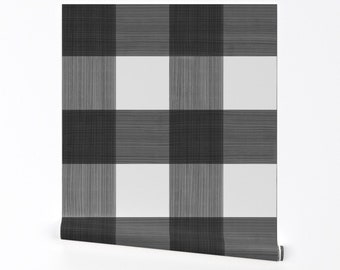 Buffalo Check Wallpaper - Black 6" Buffalo Plaid By Danika Herrick - Custom Printed Removable Self Adhesive Wallpaper Roll by Spoonflower