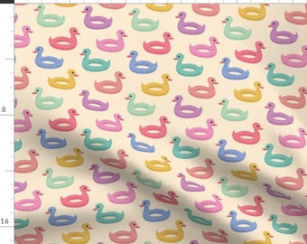 Duck Pool Float Apparel Fabric - Duck Buoys by duckyrubin - Whimsical Fun Cute Happy Cheerful Bright Pastel Clothing Fabric by Spoonflower