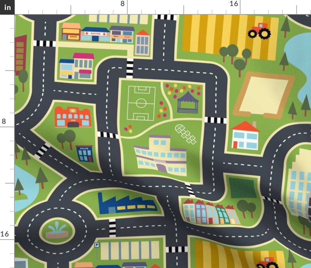 Green Fabric Road Play Mat by Seesawboomerang Play Mat Roads Country