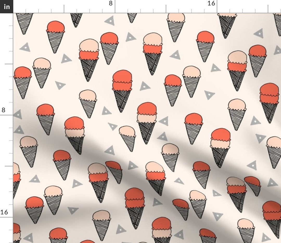 Ice Cream Fabric Ice Cream Cone Summer Tropical Sweets Custom Etsy