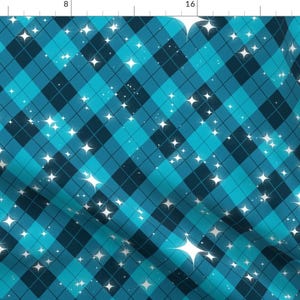 Argyle Stars Fabric - Stargyle By Felis Astrum - Argyle Sci-Fi Cosplay Costume Blue Traditional Cotton Fabric By The Yard With Spoonflower
