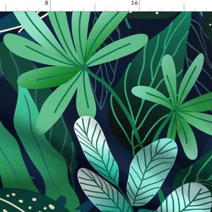 Moody Tropical Rainforest Fabric - Jungle Mystery By Elena Choo - Emerald Green Summer Botanical Cotton Fabric By The Yard With Spoonflower