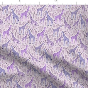 Giraffes Fabric -Little Giraffes In Purple And Grey By Micklyn- Giraffe Animal Purple Gray Safari Cotton Fabric By The Yard With Spoonflower